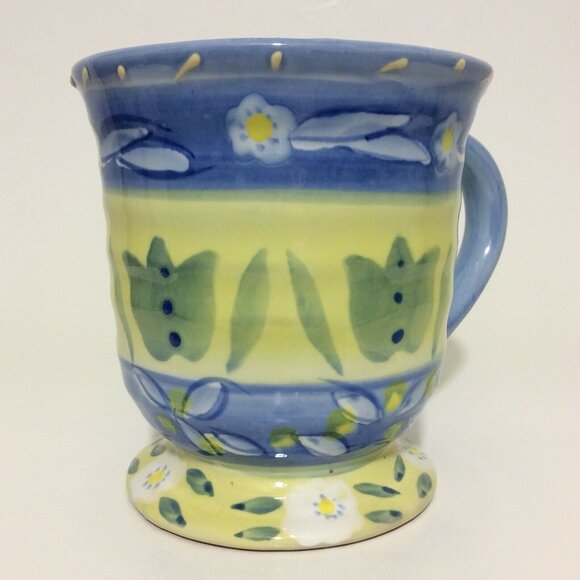 LES Fleurs Coffee Mug Cup Oversized Hand Painted - Picture 2 of 8